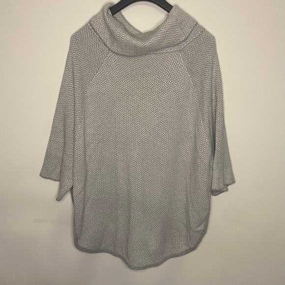 New Loft Gray Poncho Sweater Turtle Neck Classic Office Fall Pullover M Large - Picture 10 of 13